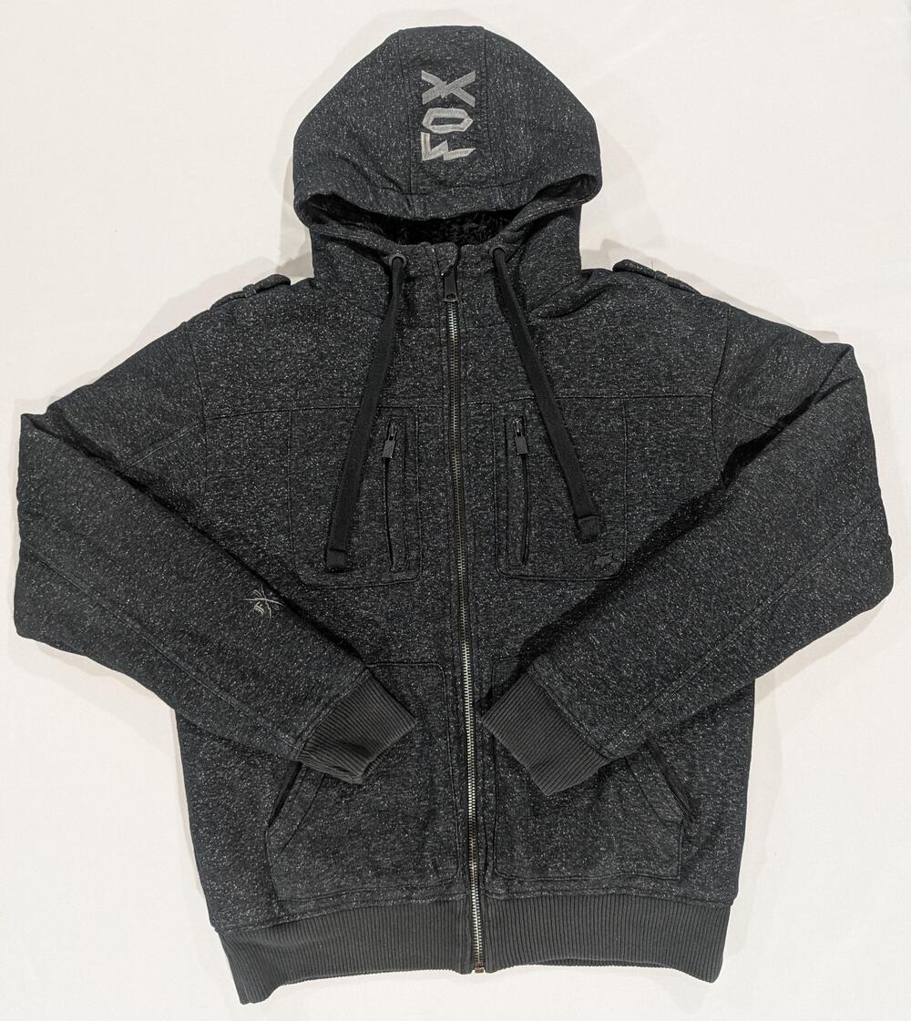 Fox Racing Hoodie Mens L Gray Sasquatch Sherpa Lined Full Zip Fleece Jacket
